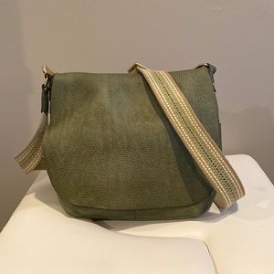 GiGi New York crossbody saddle bag with one of a kind fabric strap